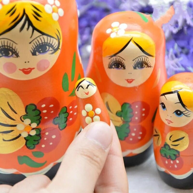 5pcs/set Wooden Russian Nesting Dolls Creative Ornaments New Year Christmas Gifts Wood Crafts Matryoshka Doll