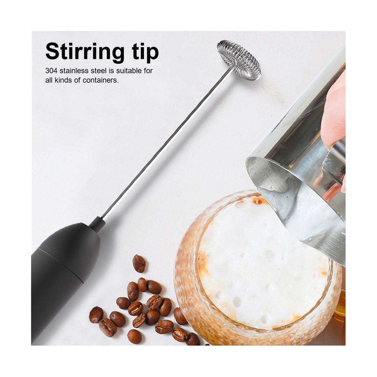 Electric Mixer Egg Beater Kitchen Food Stirrer Coffee Cappuccino Creamer Whisk Blender -Black