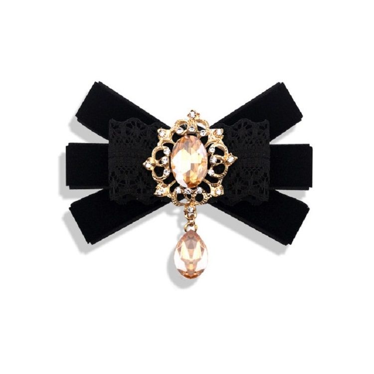 Unisex Flannel Bow-knot Bow Tie Retro Diamond Professional Brooch Clothing Accessories