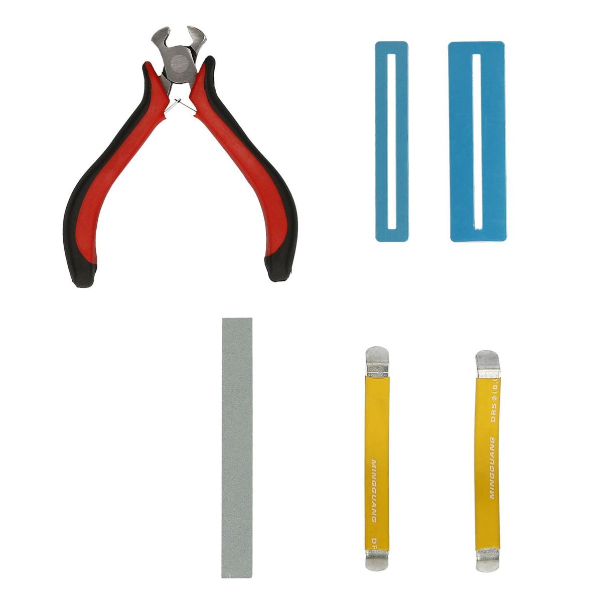 6Pcs Guitar Tools Kit Repair Maintenance Tool for Guitar Bass Luthier 2 String Separators, 2 Fingerboard Protectors, 1 String Cutter Plier, 1 Sanding Stone