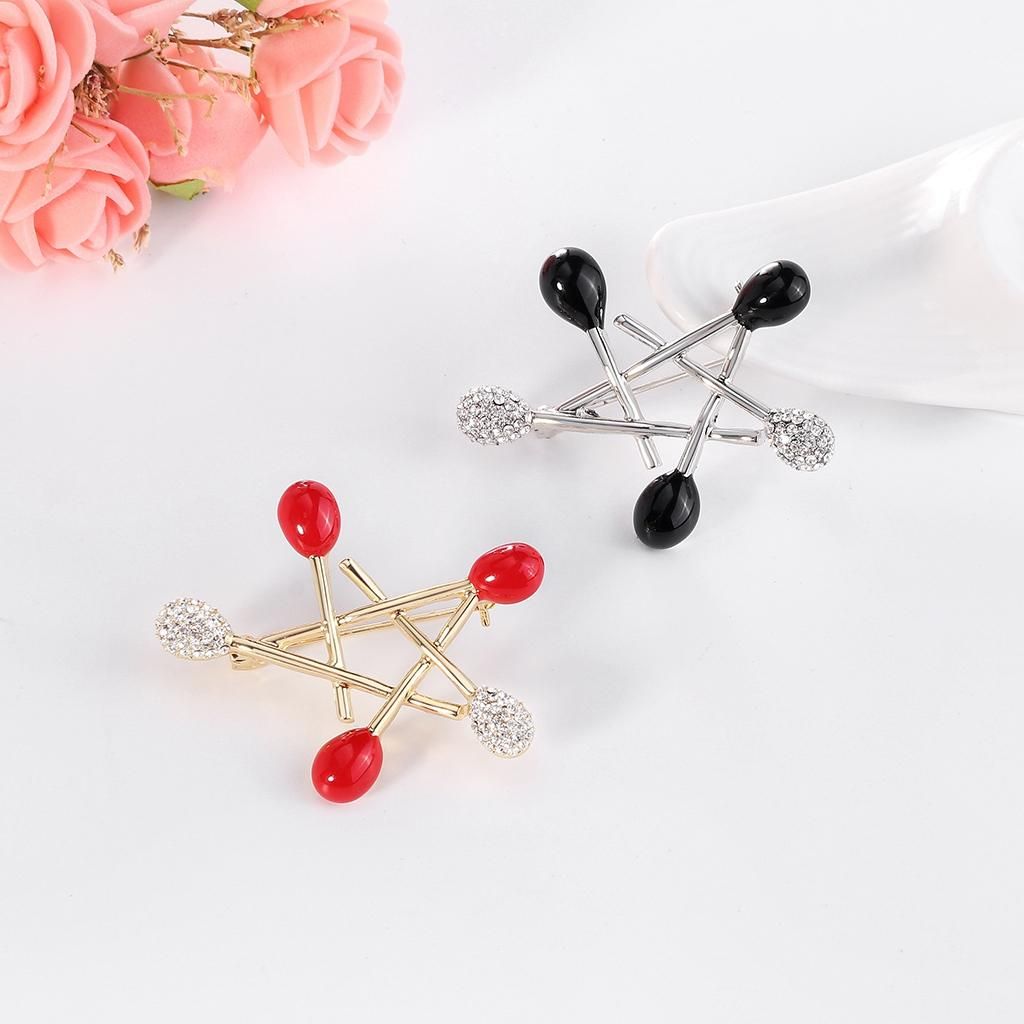 Brooch Retro Crystal Five-Pointed Star Alloy Simple