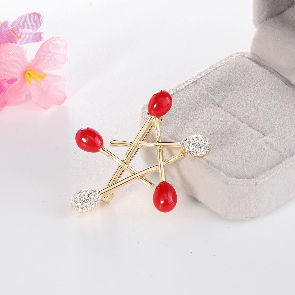 Brooch Retro Crystal Five-Pointed Star Alloy Simple