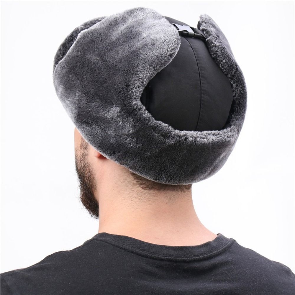 Winter Bomber Hats for Men Soviet Badge Lei Feng Hat with Veil Outdoor Waterproof Snow Caps Warm Thickened Ear Flaps Cap Ushanka