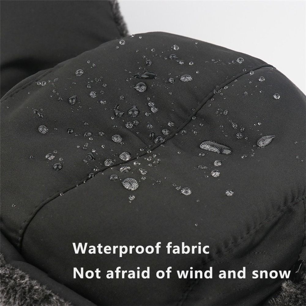 Winter Bomber Hats for Men Soviet Badge Lei Feng Hat with Veil Outdoor Waterproof Snow Caps Warm Thickened Ear Flaps Cap Ushanka