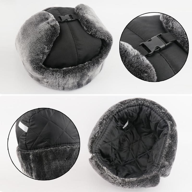 Winter Bomber Hats for Men Soviet Badge Lei Feng Hat with Veil Outdoor Waterproof Snow Caps Warm Thickened Ear Flaps Cap Ushanka