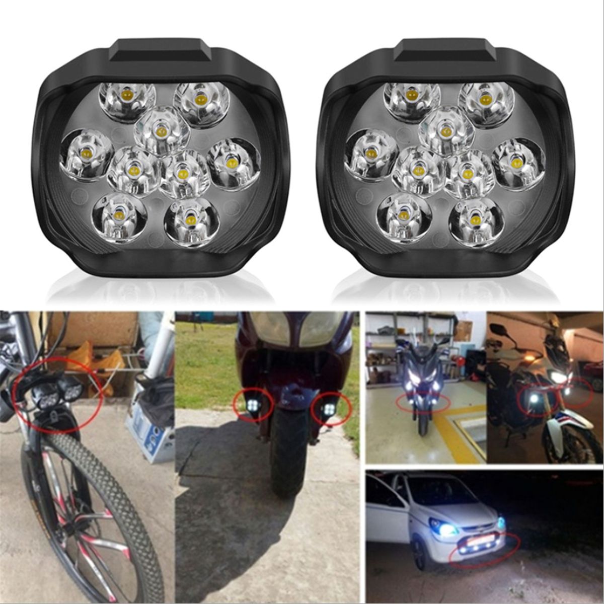 2Pcs Motorcycle Leds External Light 6000K IP68 Waterproof