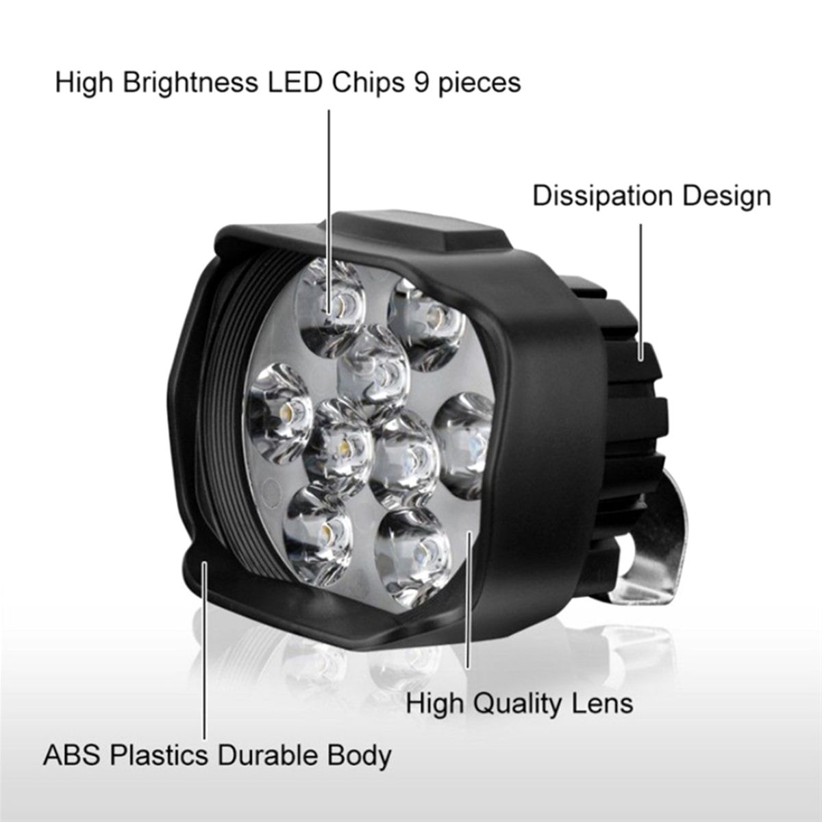 2Pcs Motorcycle Leds External Light 6000K IP68 Waterproof