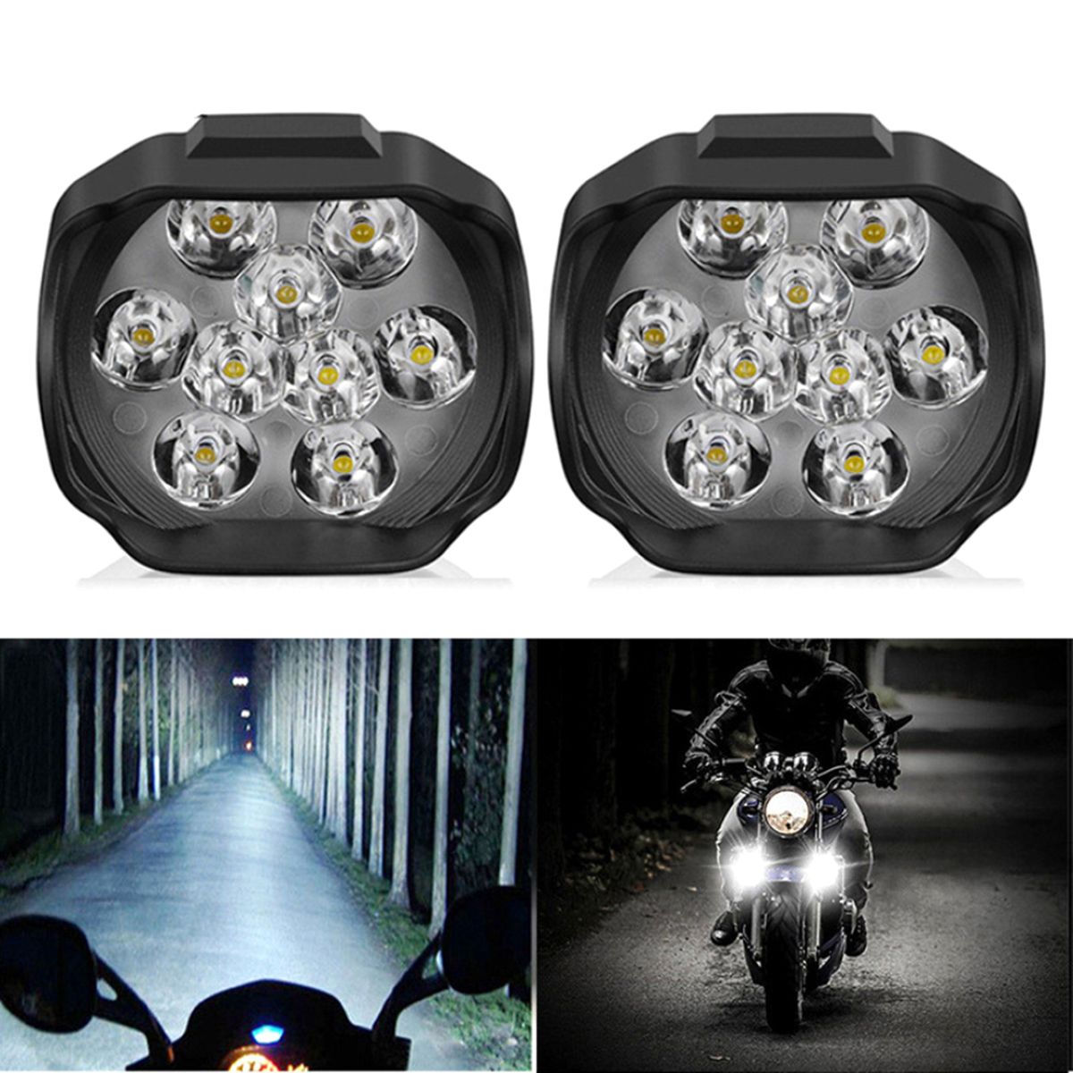 2Pcs Motorcycle Leds External Light 6000K IP68 Waterproof