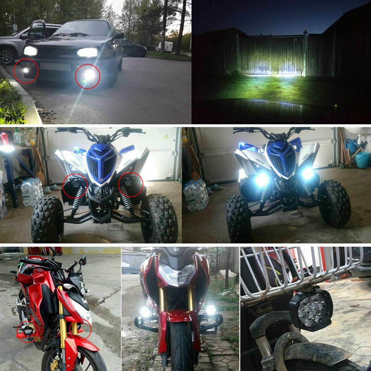 2Pcs Motorcycle Leds External Light 6000K IP68 Waterproof