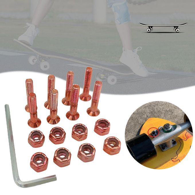 Carbon Steel Electroplating Skateboard Screws Replacement Orange