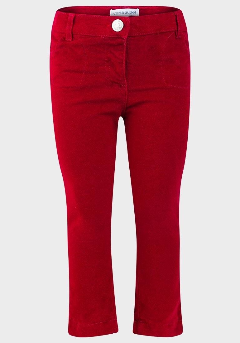 Infant Baby Girls Stretch Velvet Jean Pant- Red