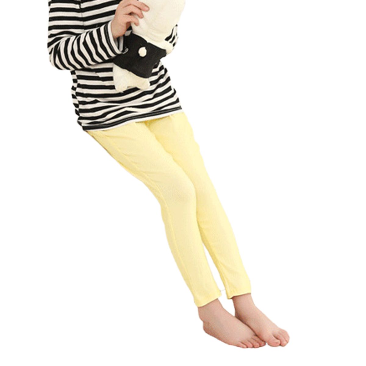 Pants Candy Color Slim Bottoms Girls High Elasticity-Yellow