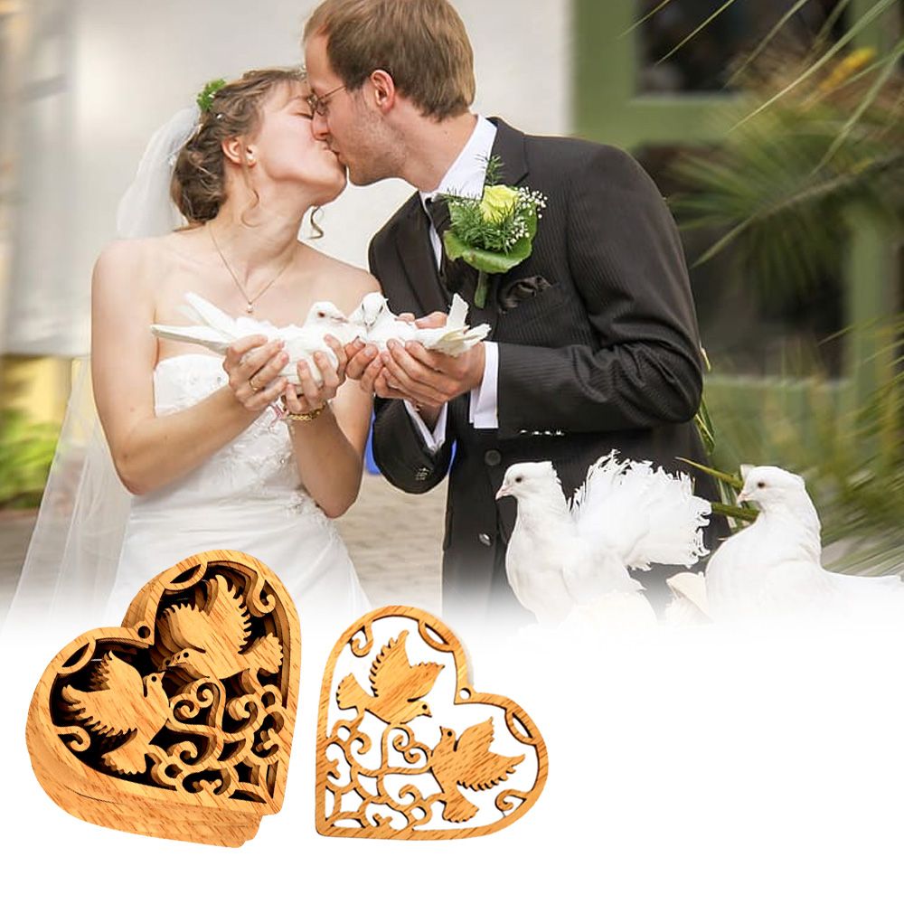 10Pcs Wooden Heart Hollow Birds Hanging Ornaments For