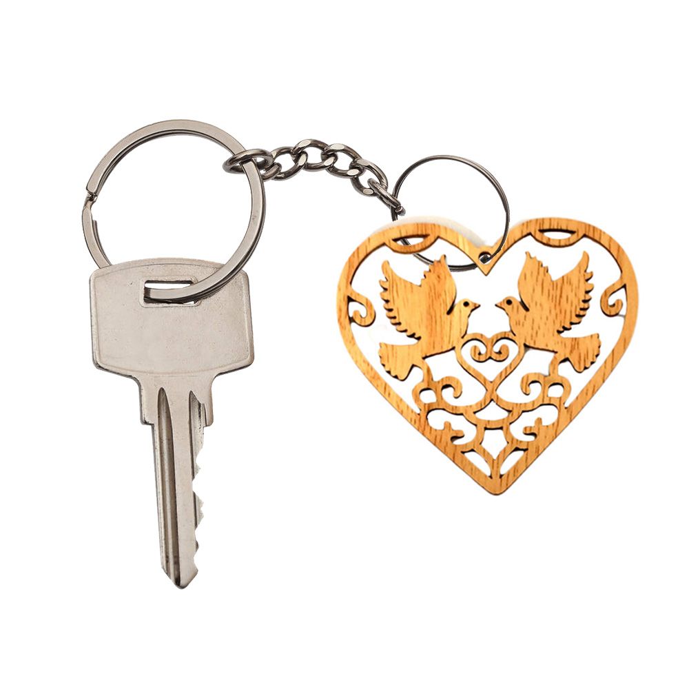 10Pcs Wooden Heart Hollow Birds Hanging Ornaments For