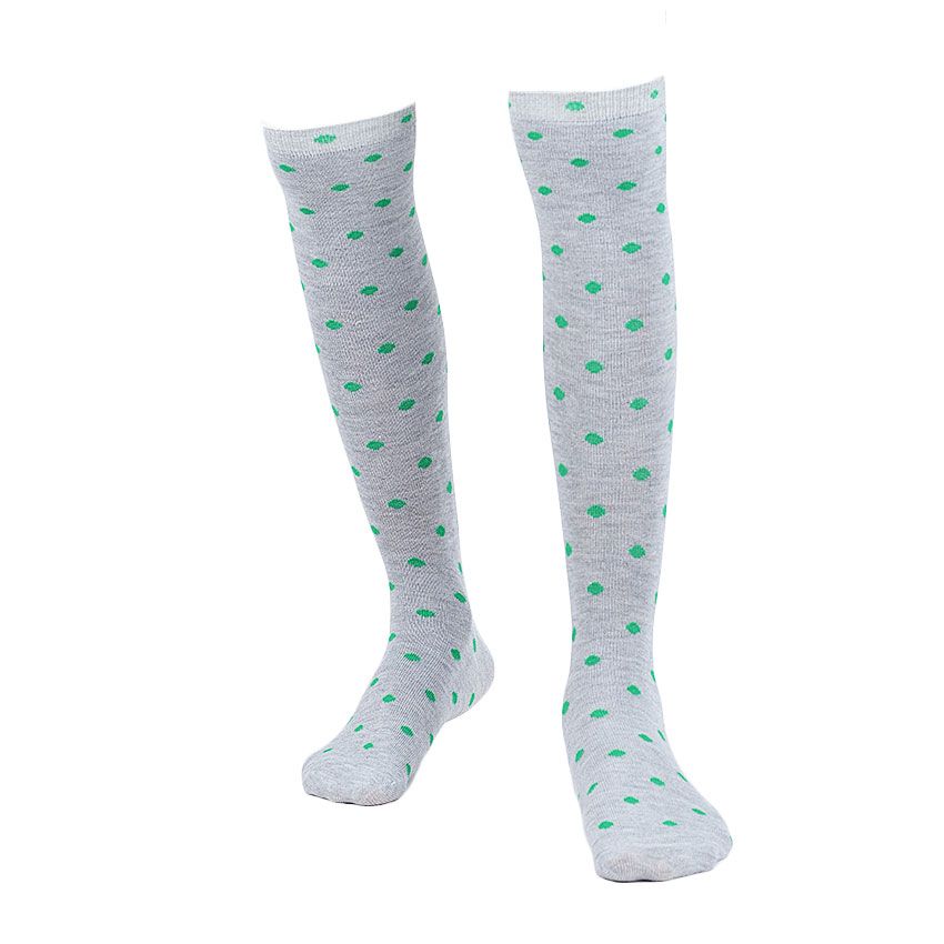 Knee Hi Soft Cotton Polka Dots Grey Socks
