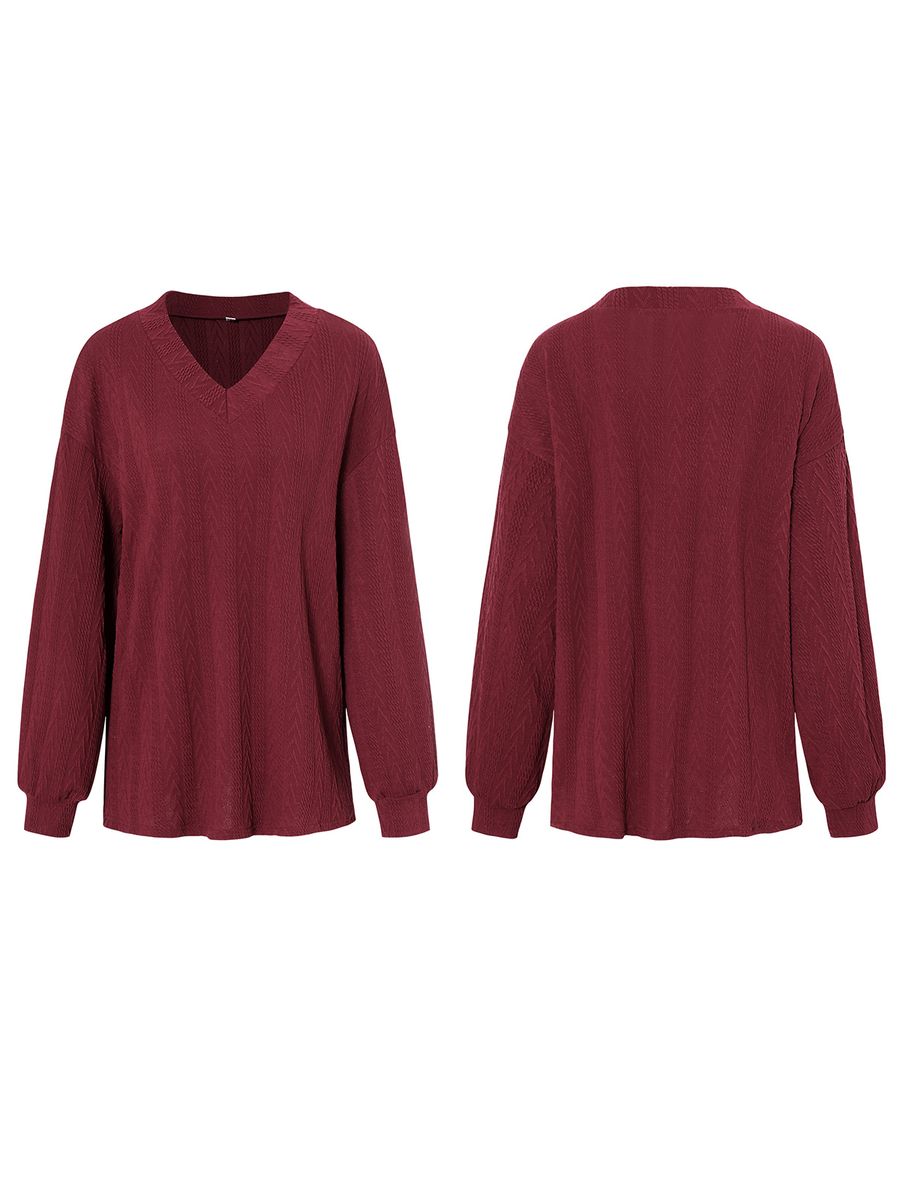 Women Loose Sweatshirt Long Sleeve V Neck Casual Pullovers
