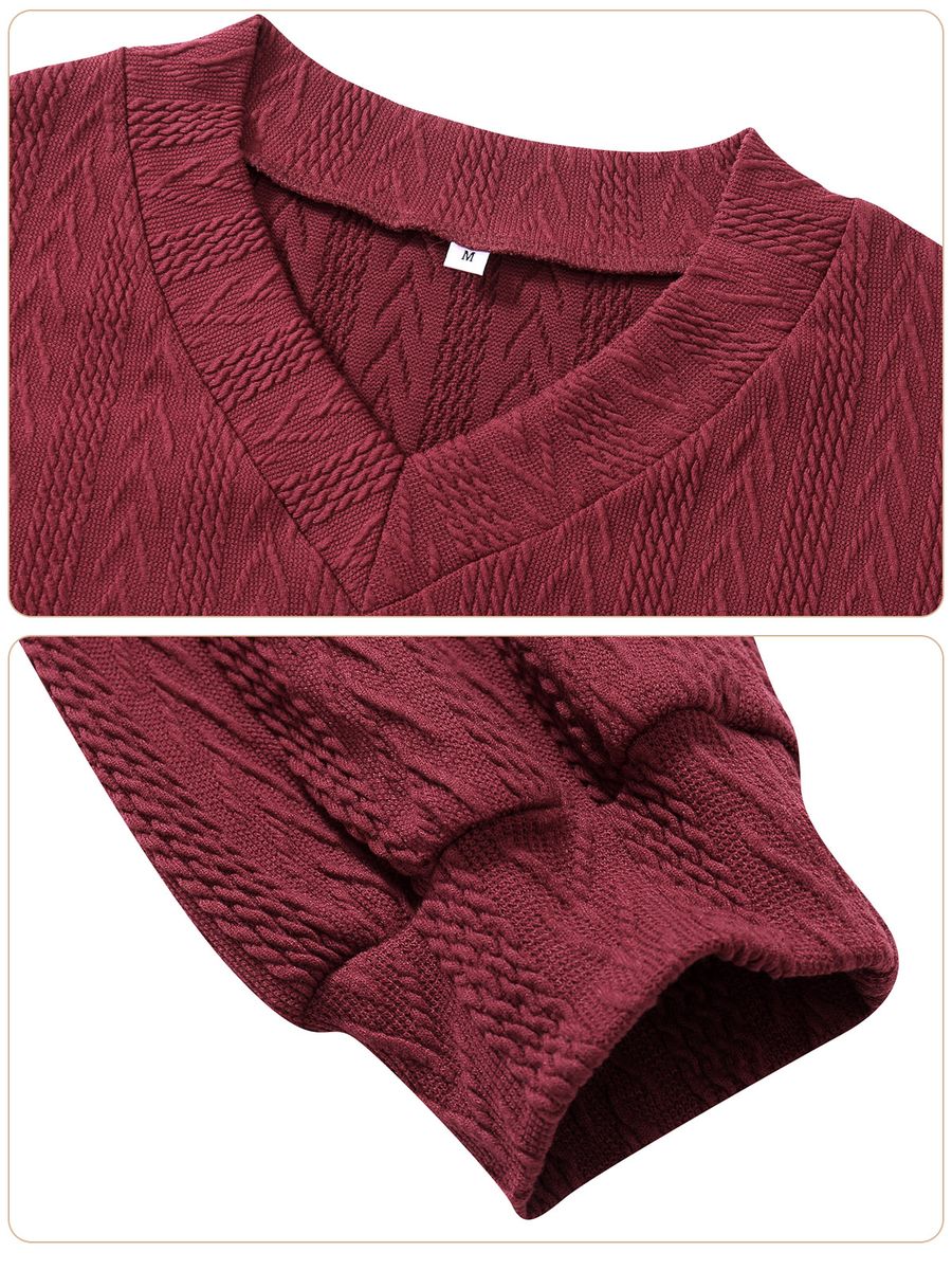 Women Loose Sweatshirt Long Sleeve V Neck Casual Pullovers