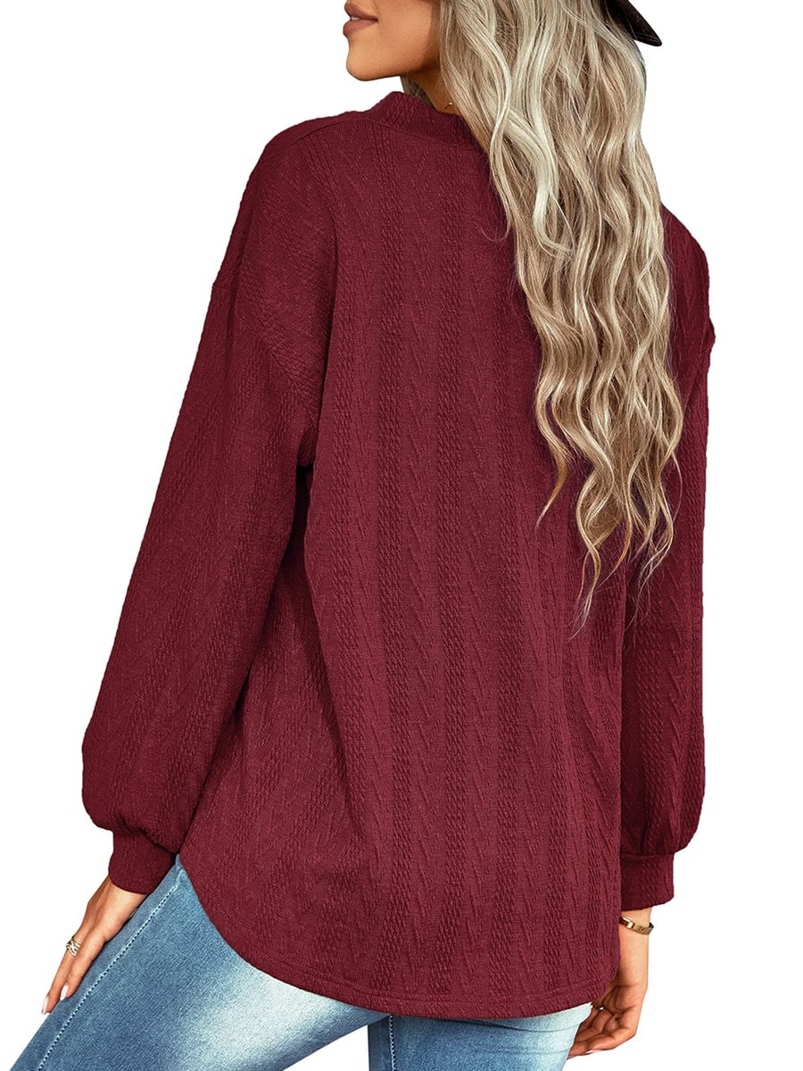 Women Loose Sweatshirt Long Sleeve V Neck Casual Pullovers