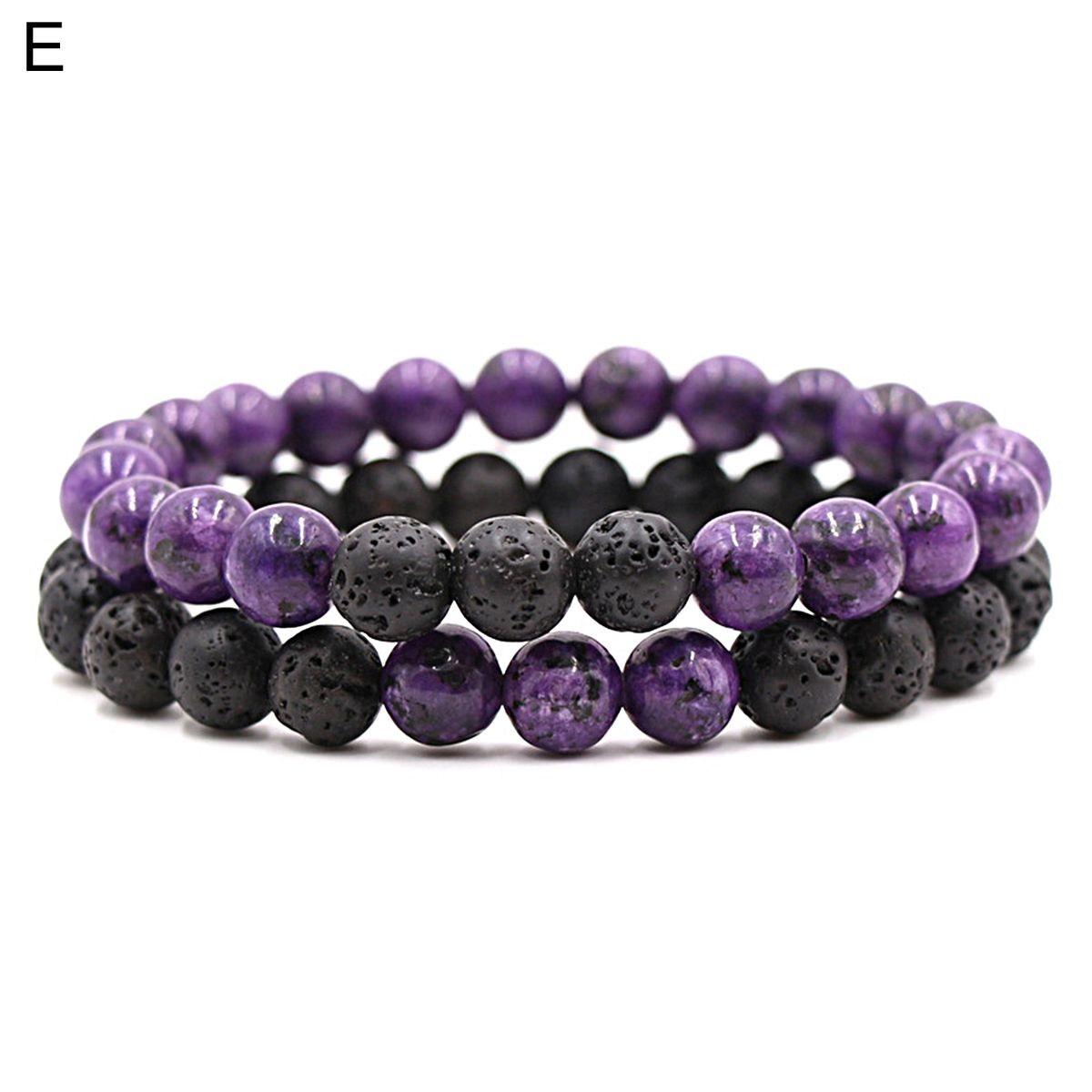 2Pcs Beaded Bracelet Couples Distance Black White Bracelet E