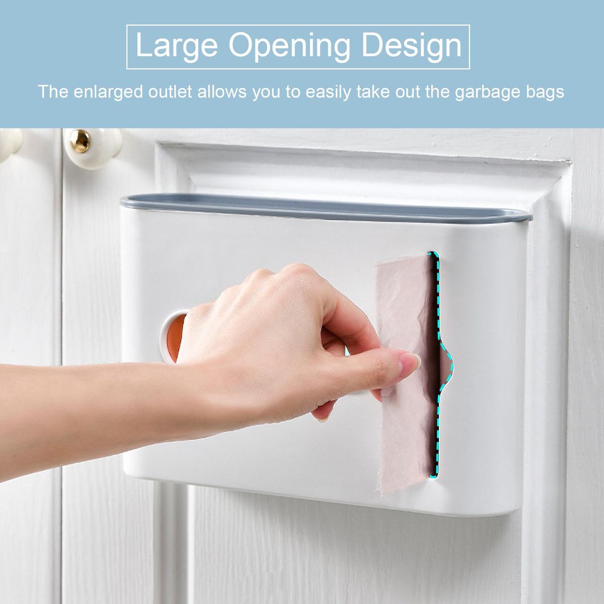 Garbage Bag Storage Box Rubbish Bin Bags Dispenser Self Adhesive Wall Mount Plastic Bag Holder Grocery Bag Dispenser for Home Kitchen Bathroom