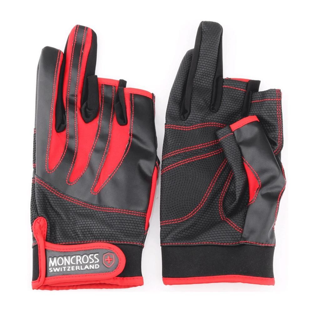 2Pcs/Set Fishing Gloves Exposed Three Non-Slip Warm Leather