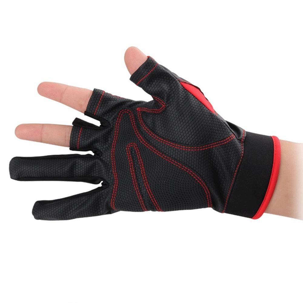2Pcs/Set Fishing Gloves Exposed Three Non-Slip Warm Leather