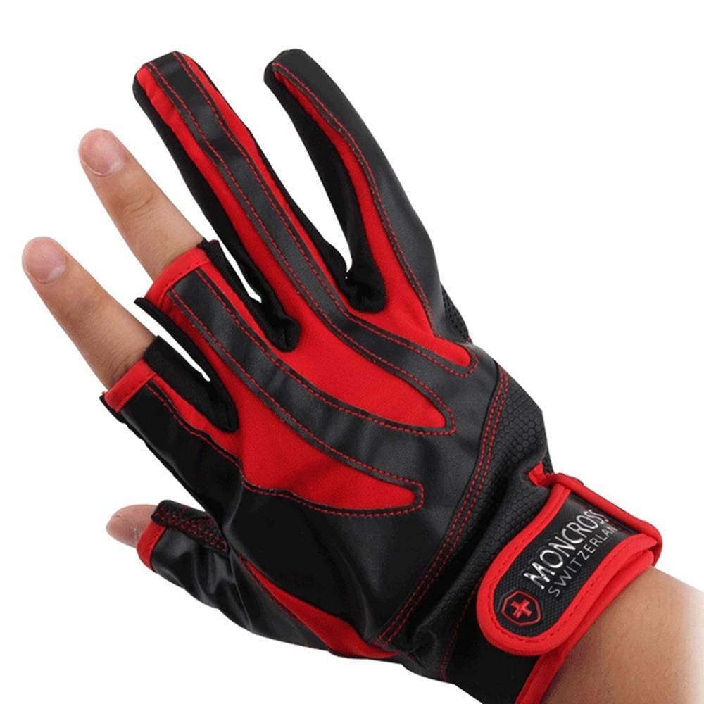 2Pcs/Set Fishing Gloves Exposed Three Non-Slip Warm Leather