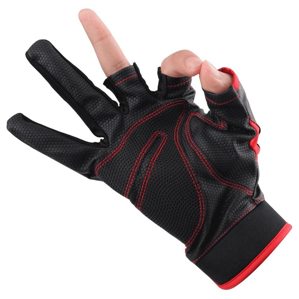 2Pcs/Set Fishing Gloves Exposed Three Non-Slip Warm Leather