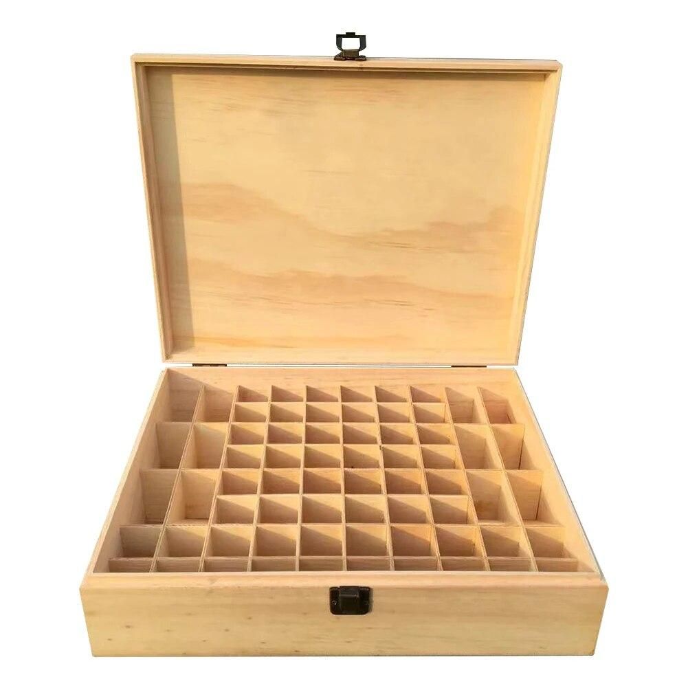68-Grid Essential Oil Bottle Wooden Storage Box Case Aromatherapy Oil Bottle Organizer Premium Wooden Makeup Case Holder