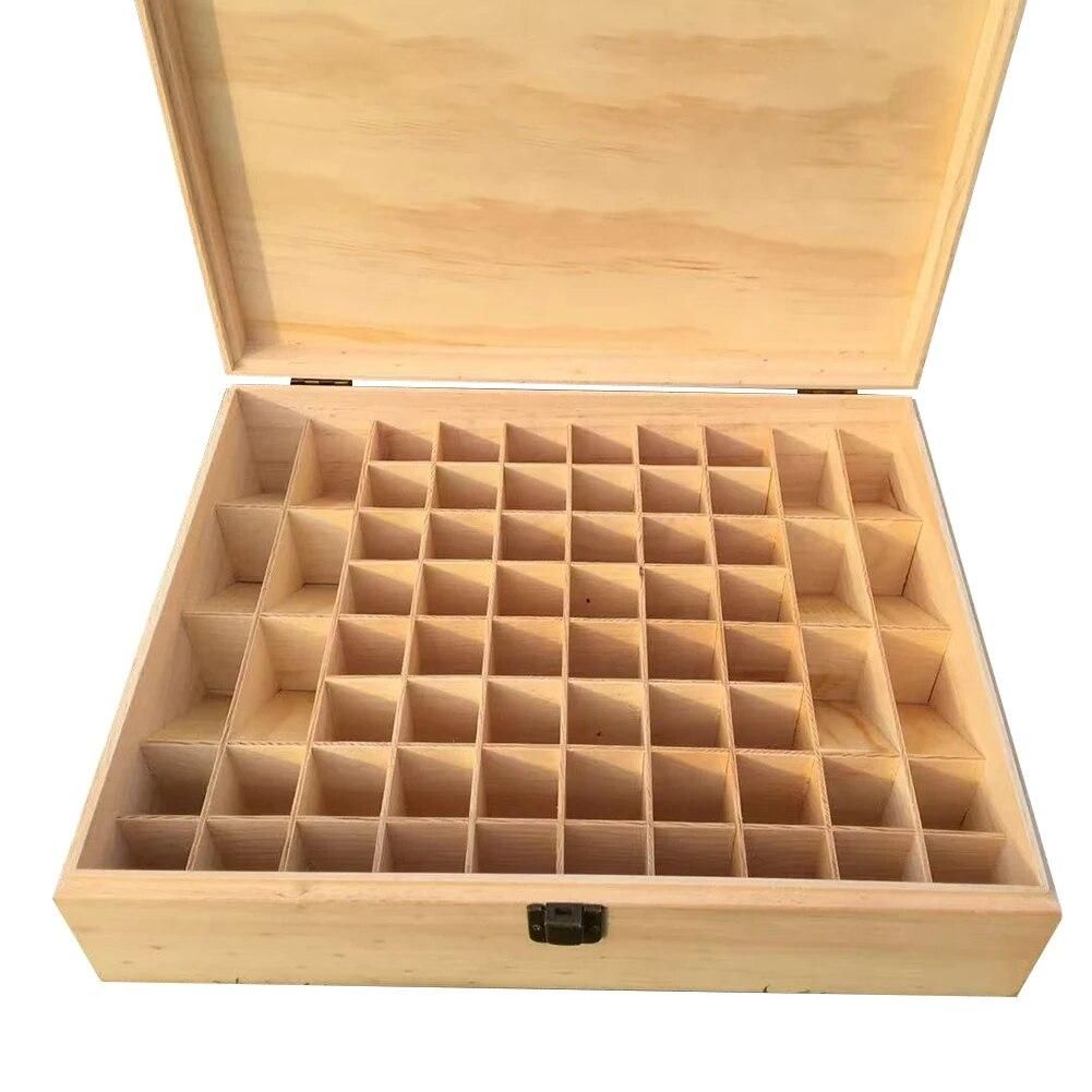 68-Grid Essential Oil Bottle Wooden Storage Box Case Aromatherapy Oil Bottle Organizer Premium Wooden Makeup Case Holder
