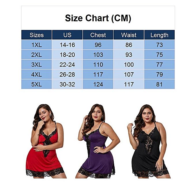 Ladies Sexy Lingerie Nightdress Ladies Chemise With Lace Trim Summer Clothes Plus Size-Red