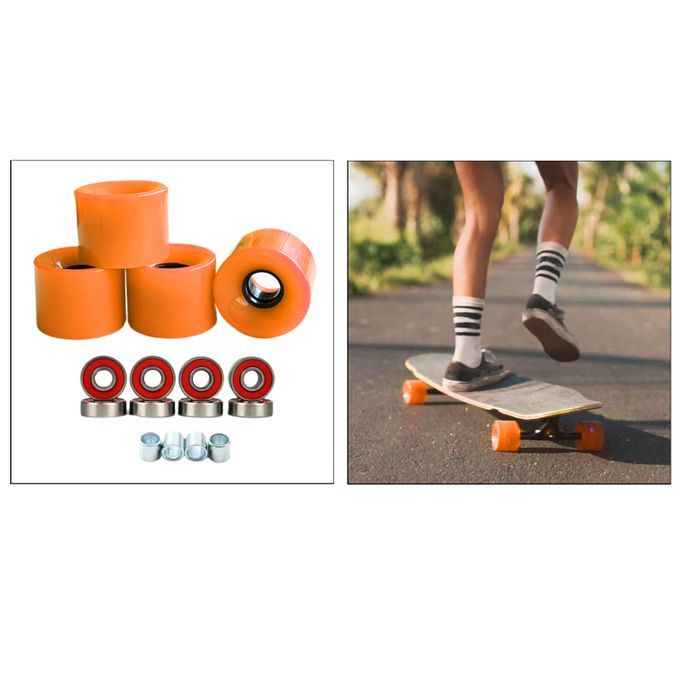 4Pcs Roller Skate Wheels Skateboard Bearings Sure Grip Orange