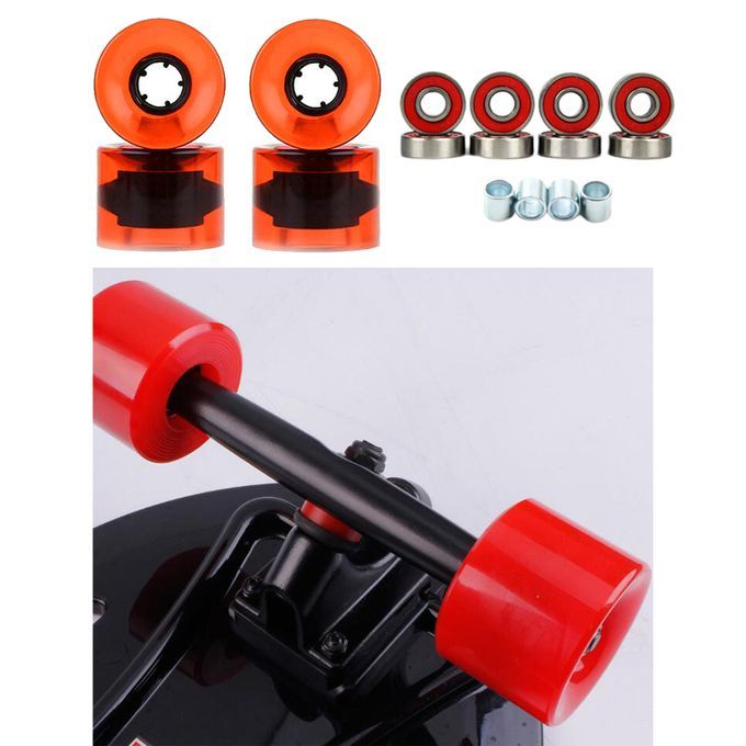 4Pcs Roller Skate Wheels Skateboard Bearings Sure Grip Clear Orange