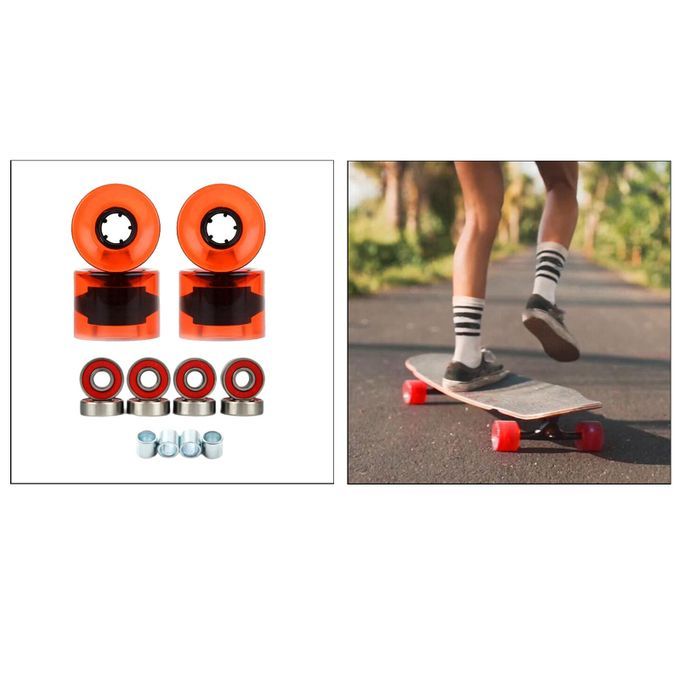 4Pcs Roller Skate Wheels Skateboard Bearings Sure Grip Clear Orange