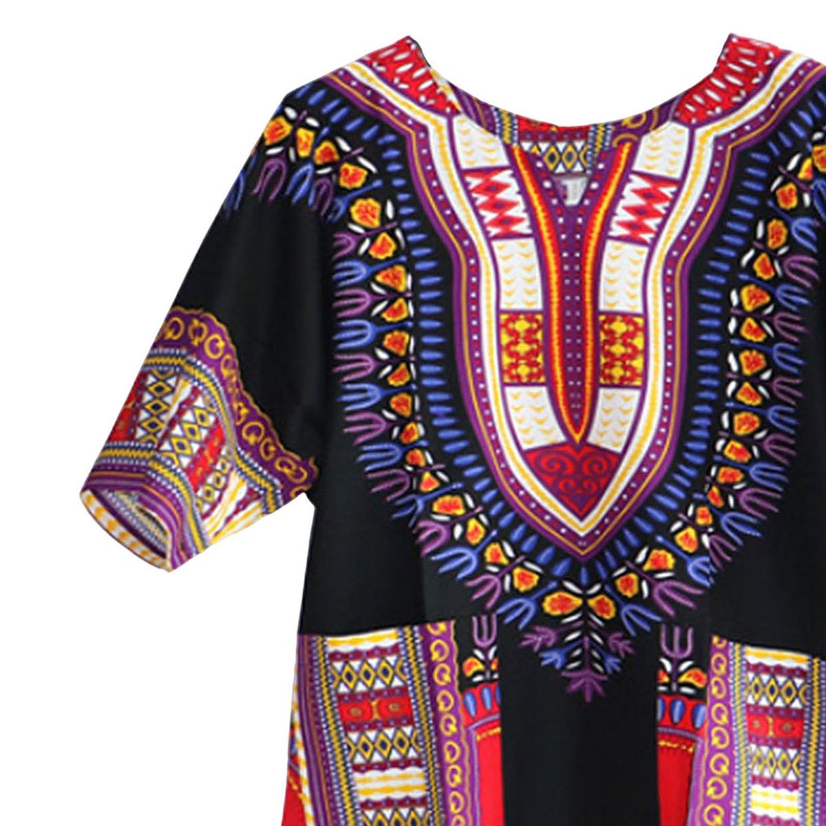 African Dashiki T Shirt Traditional Style Festival One Size  Black