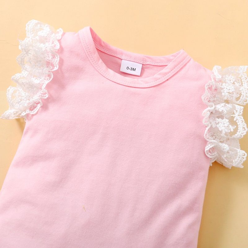 Newborn Baby Girl 3PCS Clothes Set Lace Ruffle Bodysuit Floral Shorts Headwear