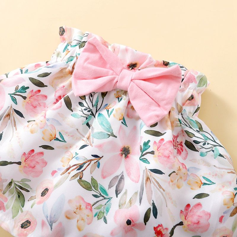 Newborn Baby Girl 3PCS Clothes Set Lace Ruffle Bodysuit Floral Shorts Headwear