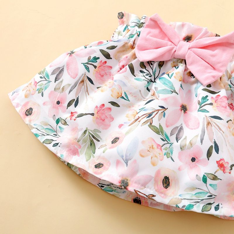 Newborn Baby Girl 3PCS Clothes Set Lace Ruffle Bodysuit Floral Shorts Headwear