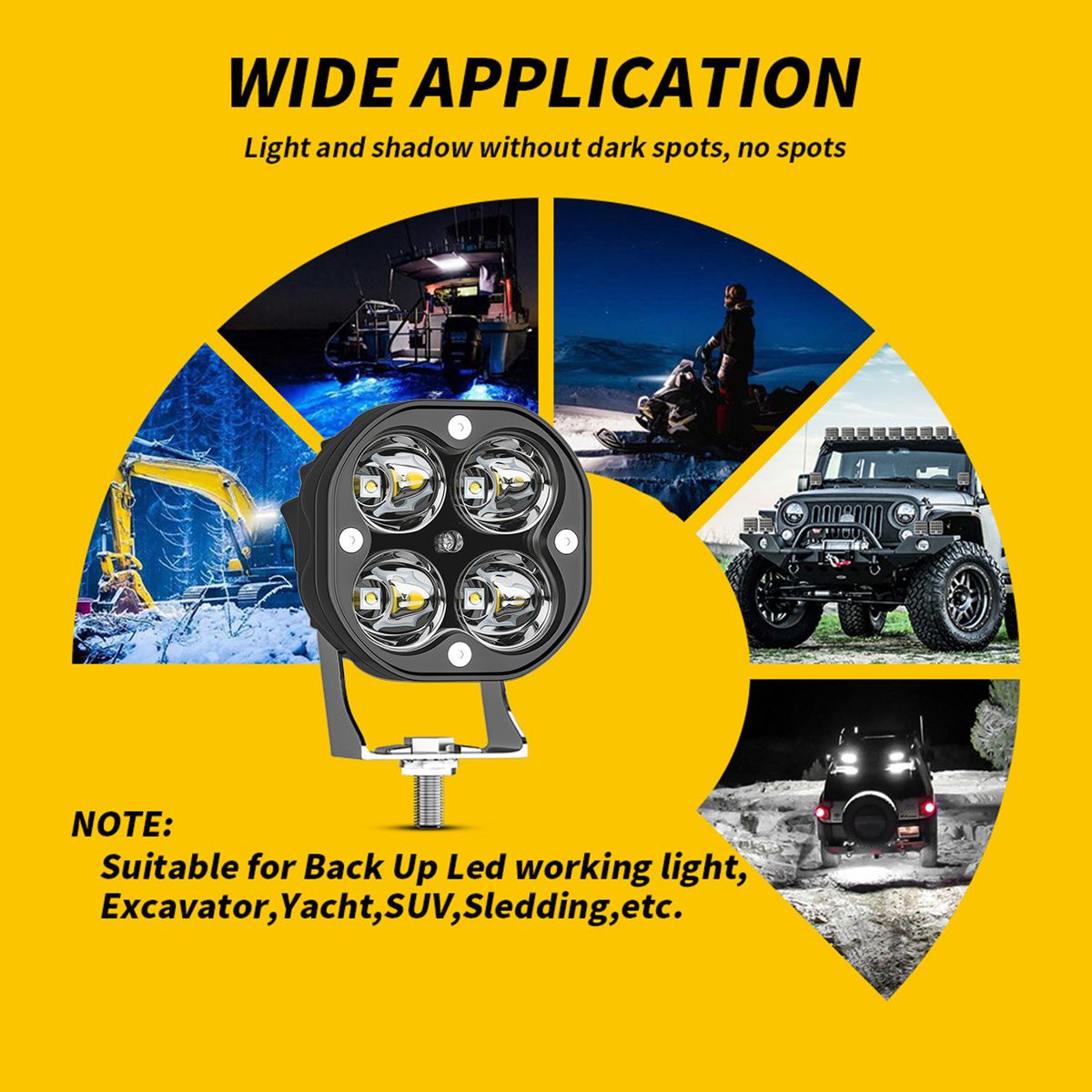 1Pcs 40W 3nch LED Work Light Square Spot Lights 6500K LED Driving Light