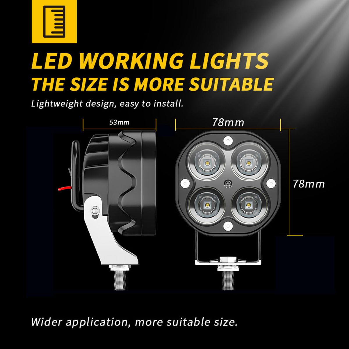 1Pcs 40W 3nch LED Work Light Square Spot Lights 6500K LED Driving Light