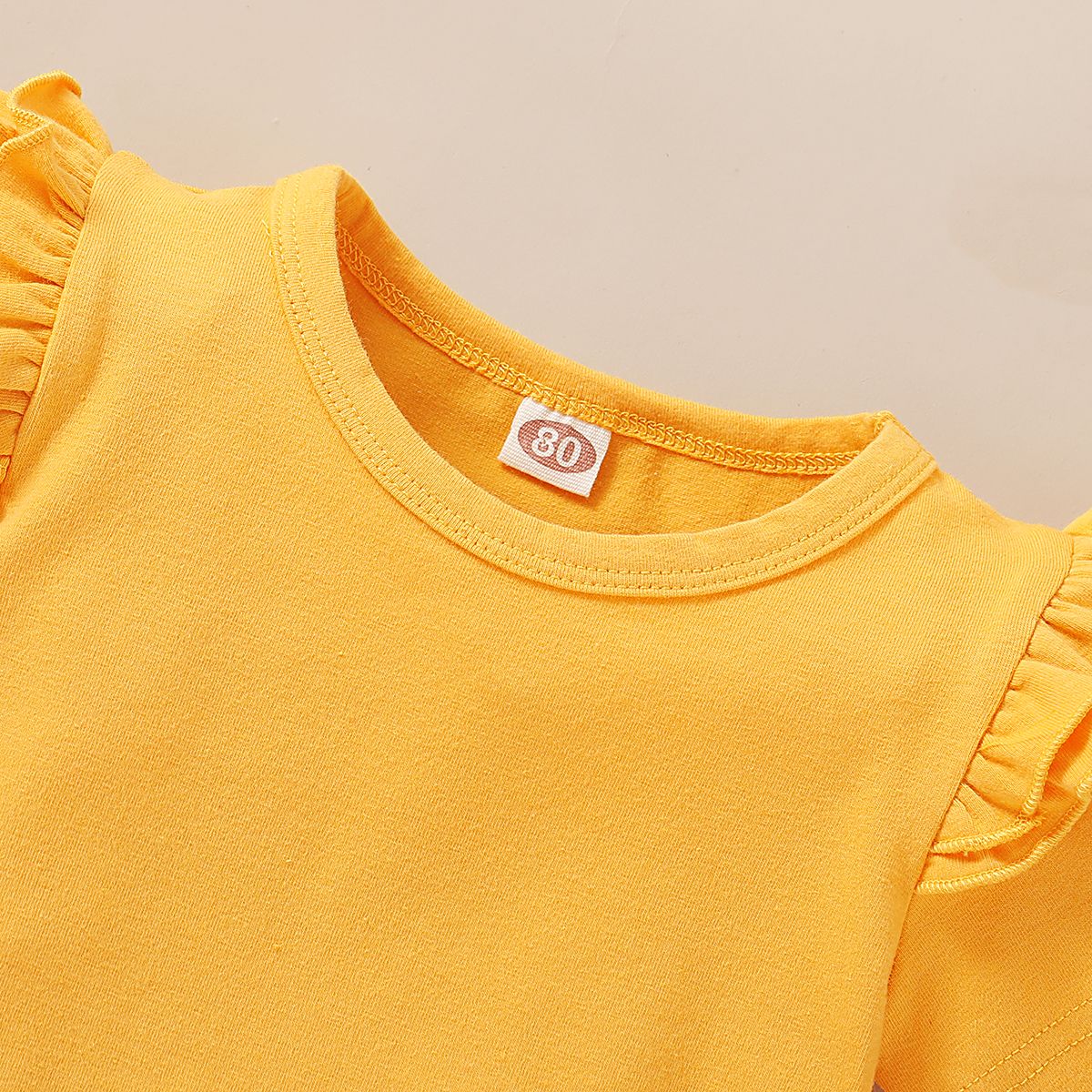 Baby Girls Outfit Short Sleeve Yellow Shirt + Floral Print Shorts + Headband