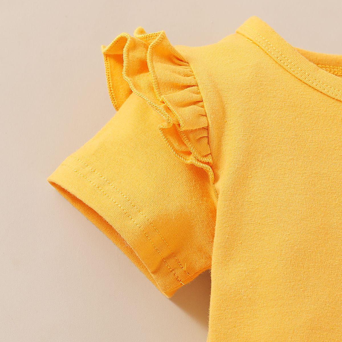 Baby Girls Outfit Short Sleeve Yellow Shirt + Floral Print Shorts + Headband