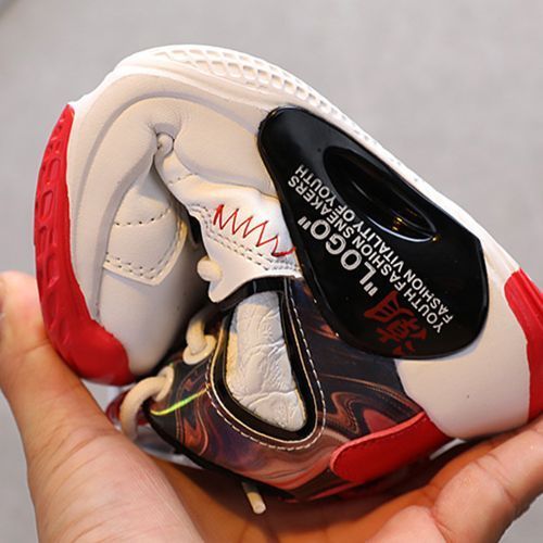Boys' Casual Running Children's Sports Basketball Thick Bottom Mid Shoes White