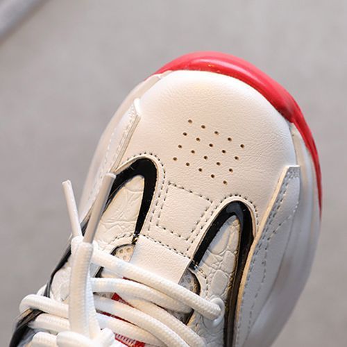 Boys' Casual Running Children's Sports Basketball Thick Bottom Mid Shoes White