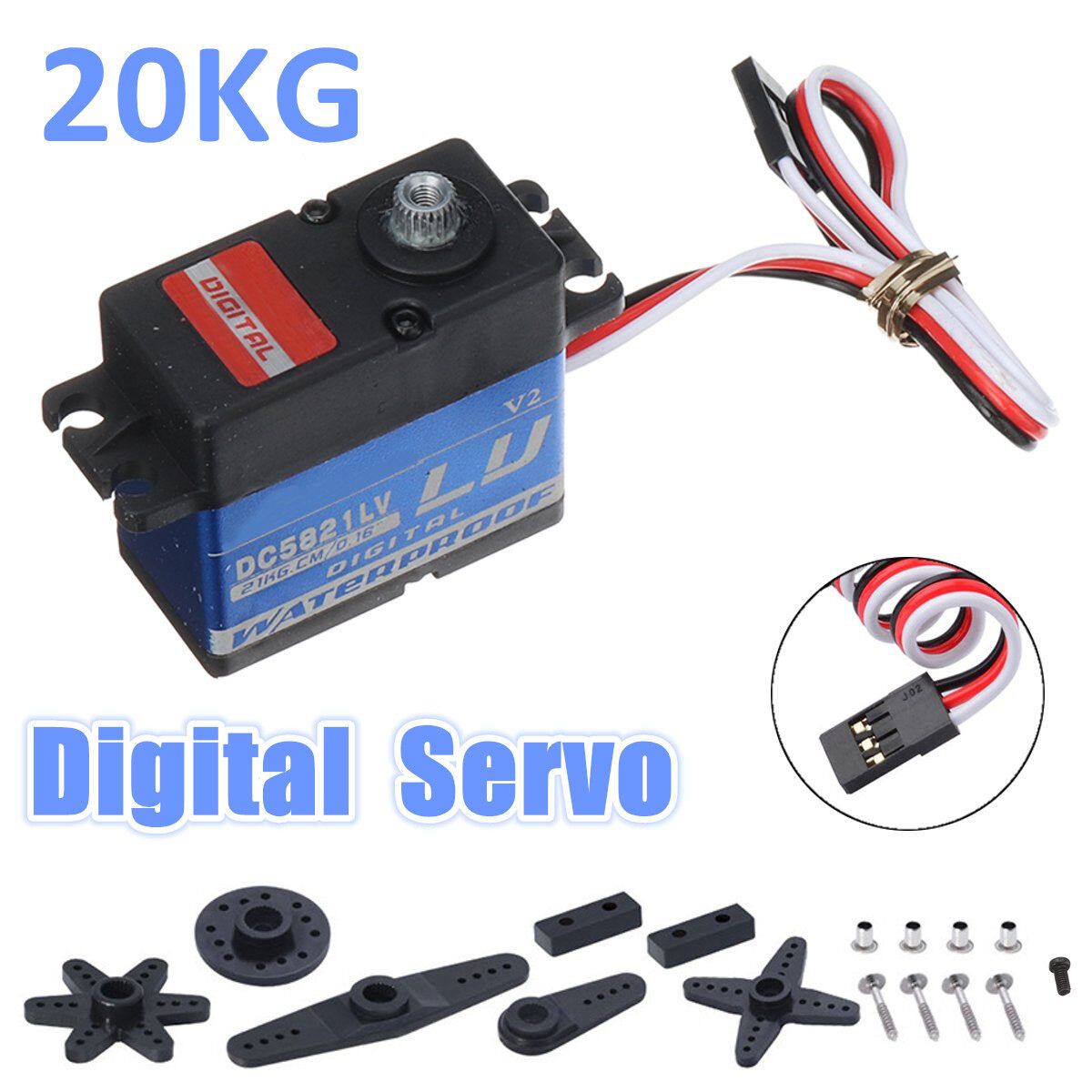 20KG High Torque Digital Servo Metal Gear RC Robot Car Tools