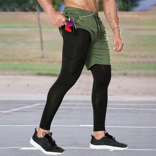 Men Gym Leggings Sweatpants Quick Dry Running 2 In 1 Compression Elastic Track Pants Workout Seamless Joggers Tights Sport Man(No.#1)