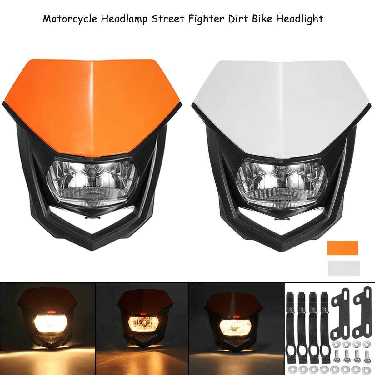 1x Street Fighter Bike Motorcycle Universal Dirt Bike Headlight 12V H4 White (white)