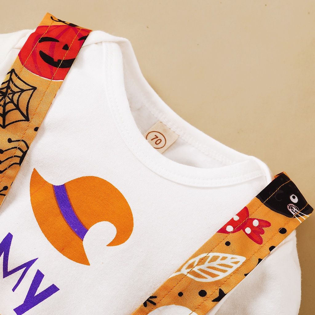 Baby Girl 3PCS Halloween Bodysuit+Pumpkin Skirt+Headwear