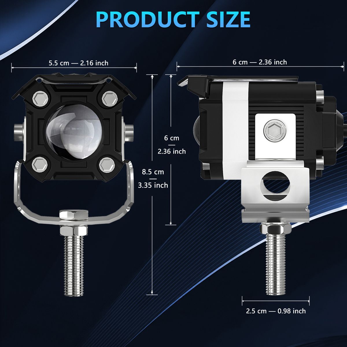 Motorcycle LED Driving Lights, 60W 6000LM 6000K/3000K Super