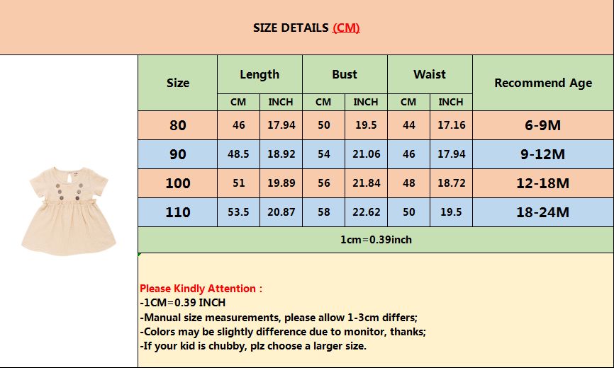 0-3 Years Infant Baby Girl Dress/Solid Color Cotton And Linen Short Sleeve Dress
